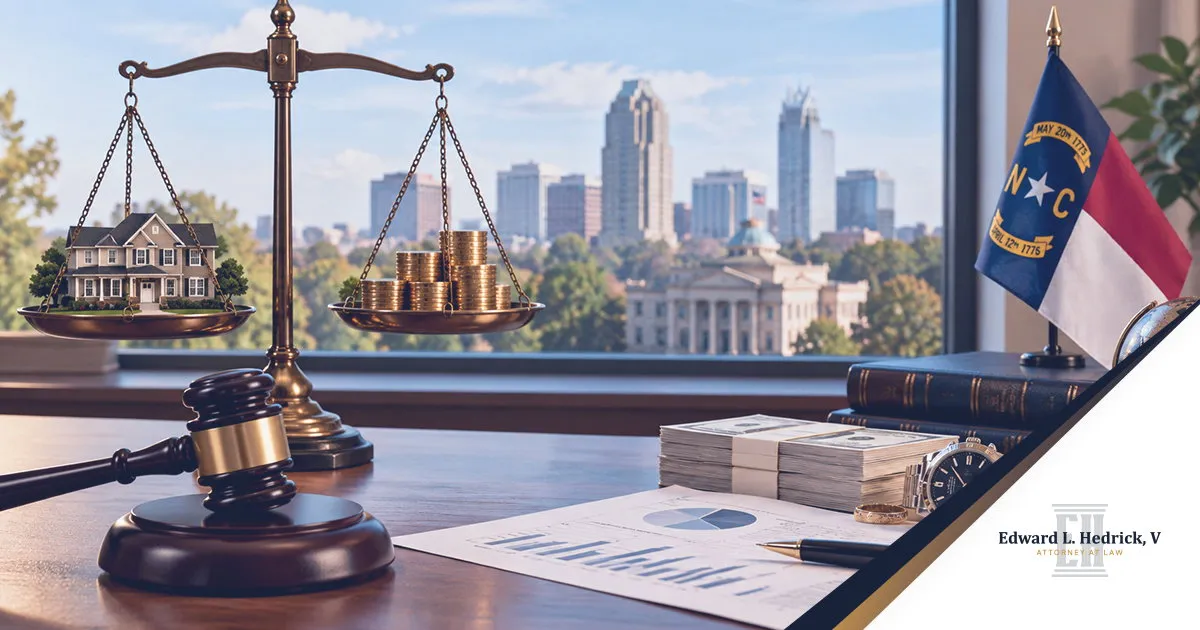 Couple reviewing financial documents with a high asset divorce lawyer in Hickory, NC