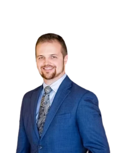 Attorney Edward L. Hedrick, V in a blue suit