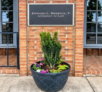 Office entrance with the Edward L. Hedrick, V Attorney at Law sign